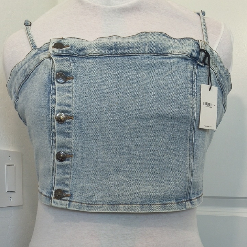 Forever 21 Plus Cropped Denim Cami Size 3X